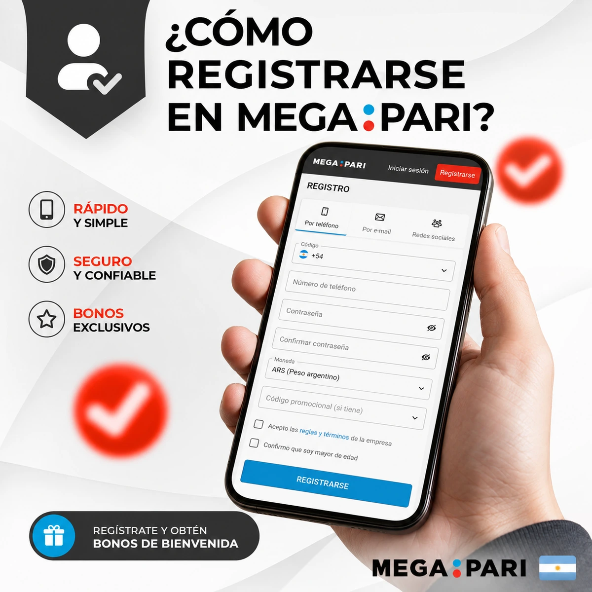 Formulario de registro en Megapari