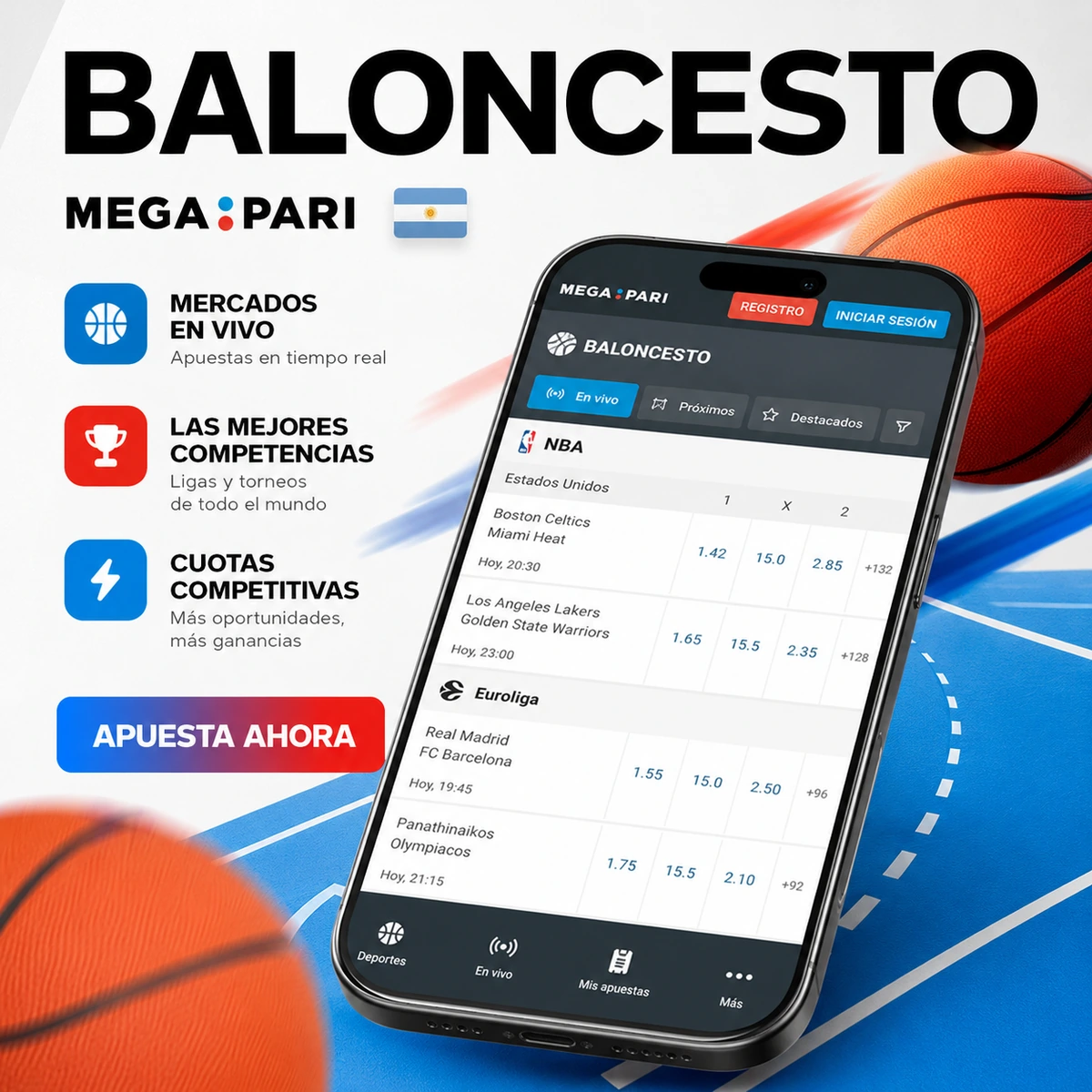 Apuestas de basquet en Megapari