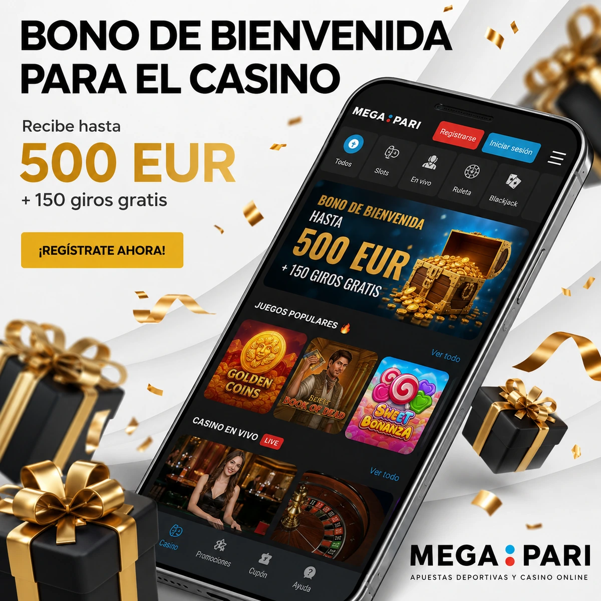 Bono de bienvenida de casino con giros