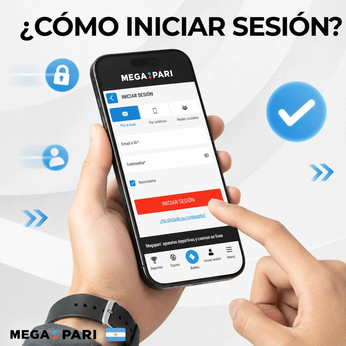 Pantalla de ingreso a la cuenta
