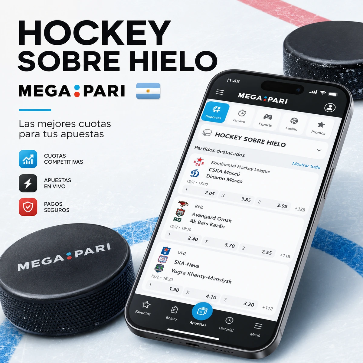Apuestas de hockey en Megapari